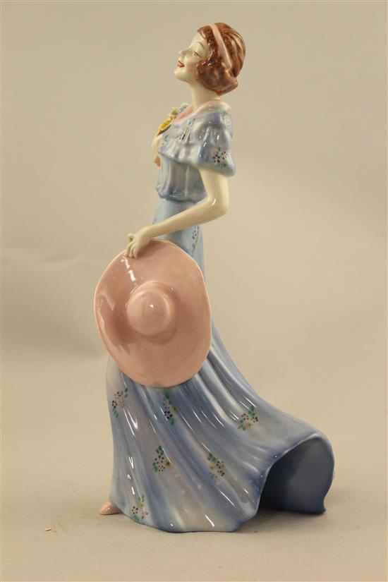 A rare Wade Art Deco underglaze porcelain figure of Grace, c.1938m 24cm